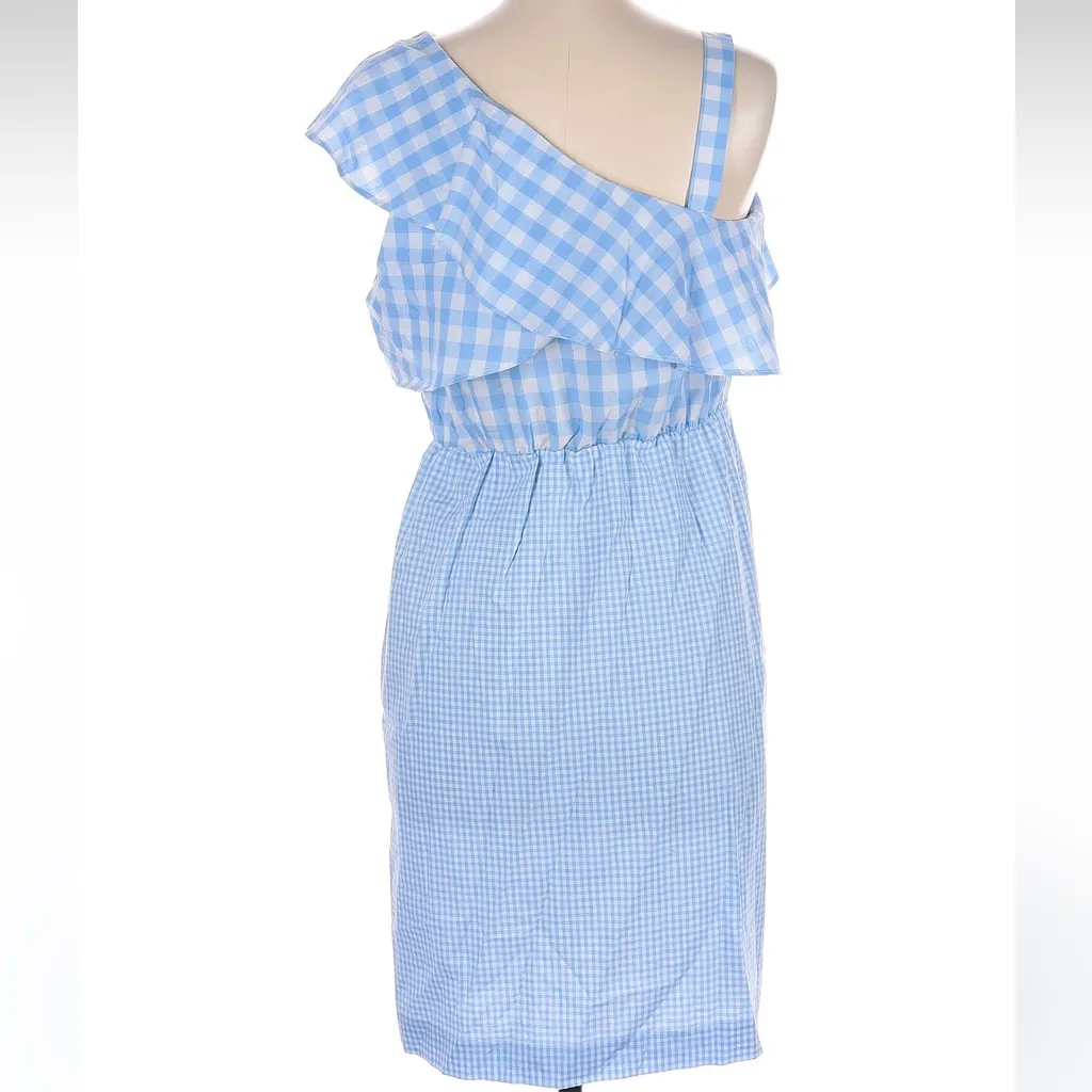 Calvin Klein Light Blue Gingham Plaid Country Ruffle Dress Size 6 Small S - Image 3