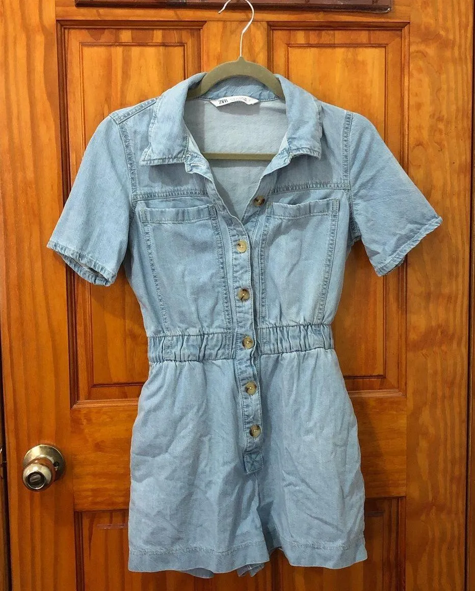 ZARA Light Denim Romper - Image 3