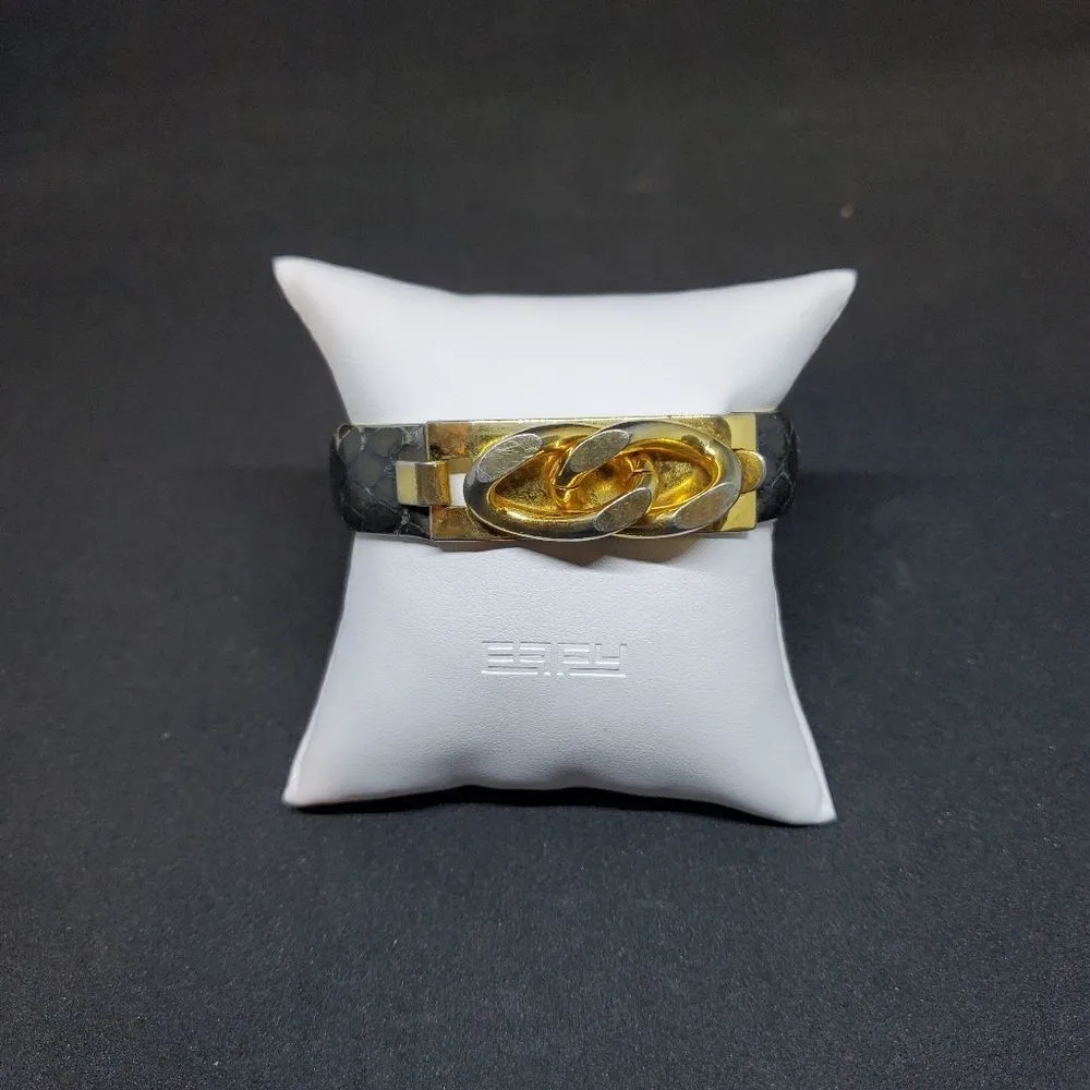 Vita Fede 24k Gold Plated Black Snake Skin Bracelet - Image 2