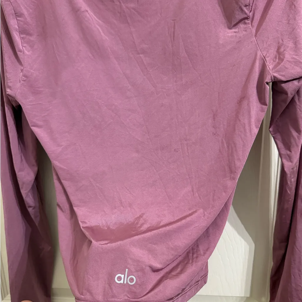 Alo Mauve Pink Button Hook Rutched Blouse Top - Image 7