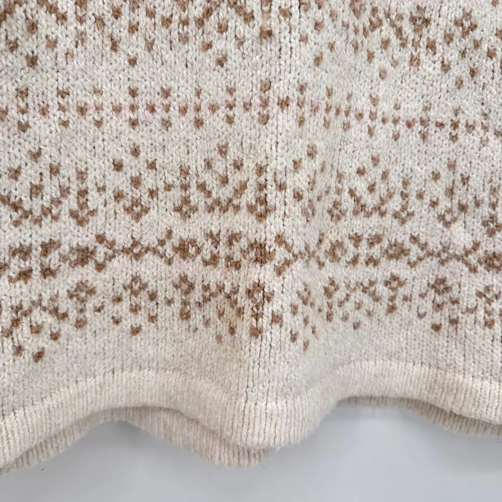 Eddie Bauer Fair Isle Sweater Cream Tan Pink Apres Ski Cozy Soft Cotton Blend XL - Image 7