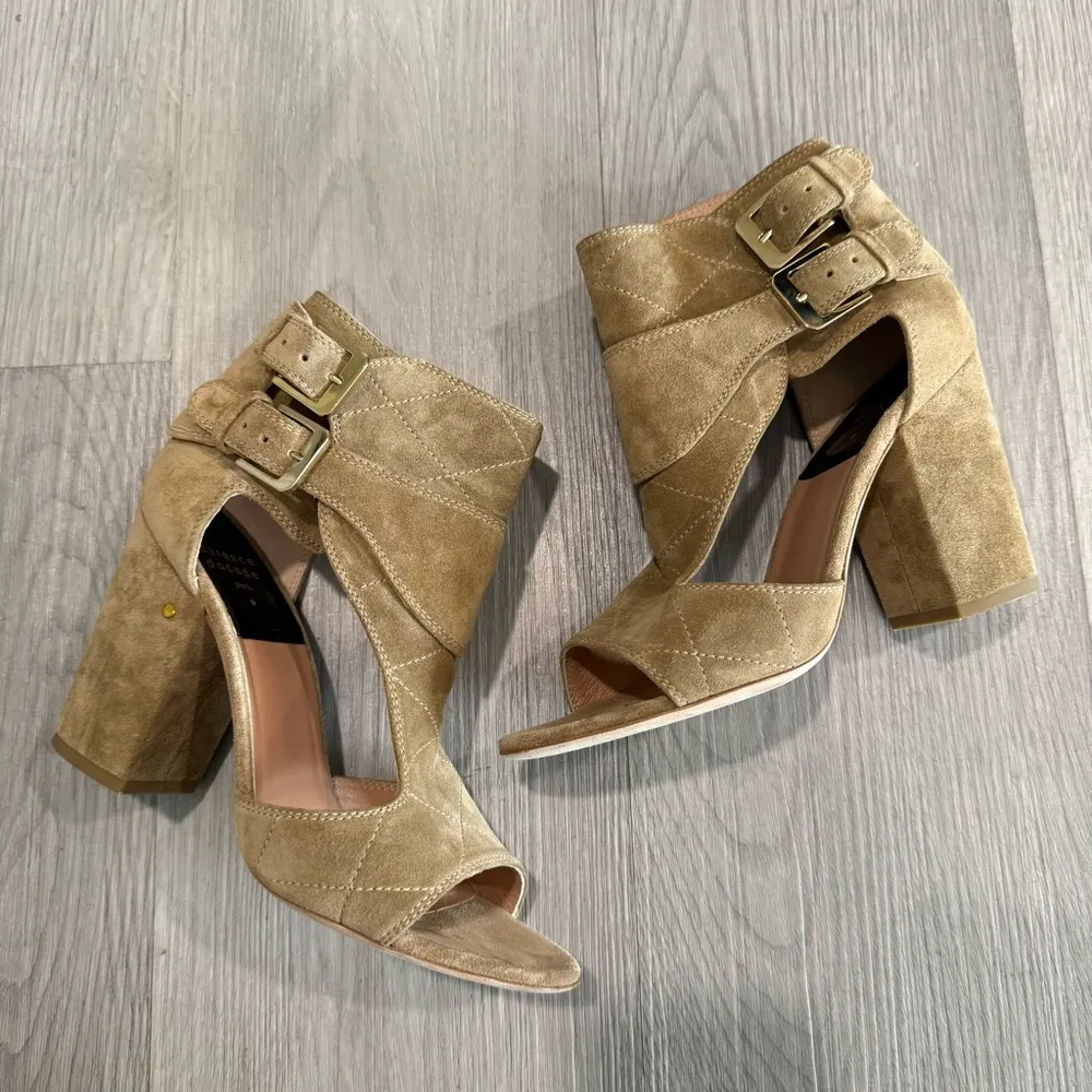 Laurence Dacade Rush Cutout Suede Open Toe Heeled Sandals 7.5 Tan - Image 3