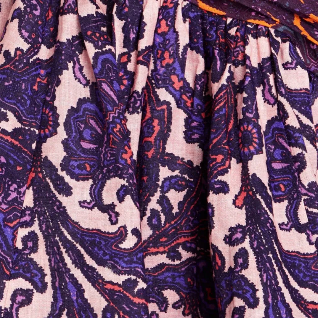 NWT ZIMMERMANN Cold-shoulder knotted paisley-print linen mini dress - Image 4