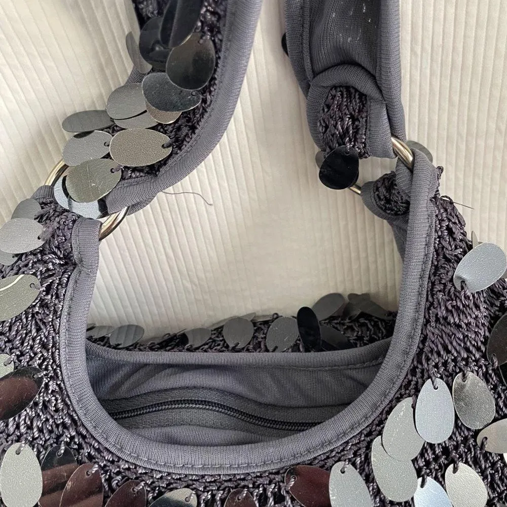 Small Dressy Sequin and fabric handbag - Image 2