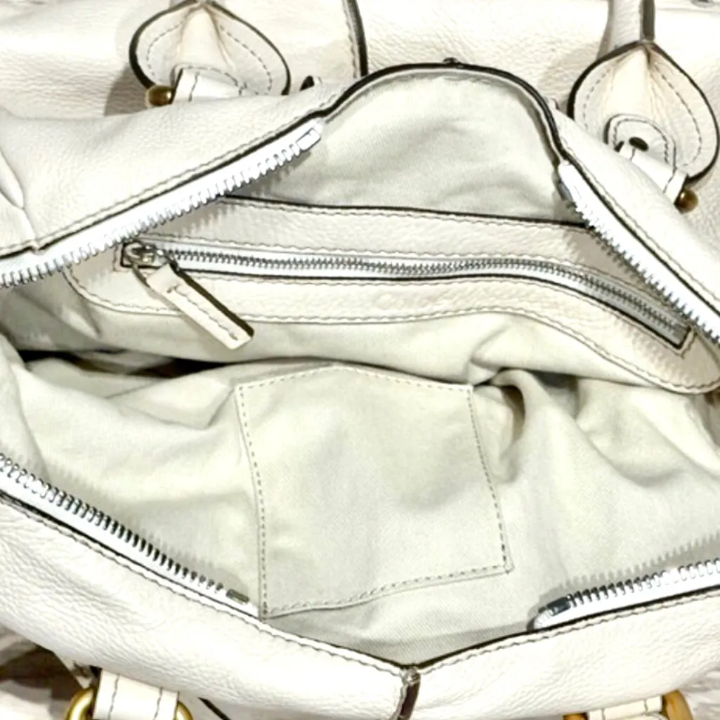 CHLOE Paddington Ivory Cream Satchel Crossbody Bag w Lock Key Removable Strap - Image 8
