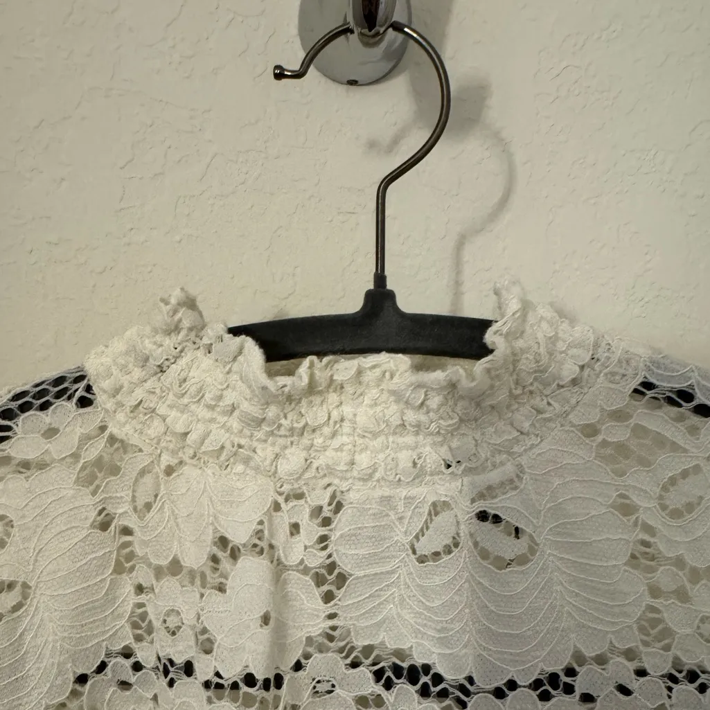 ADRIANNA PAPELL KNIT LACE TOP
BLOUSE -Sz Small - RUCHED NECK FLOWER
PRINT IVORY - Image 5