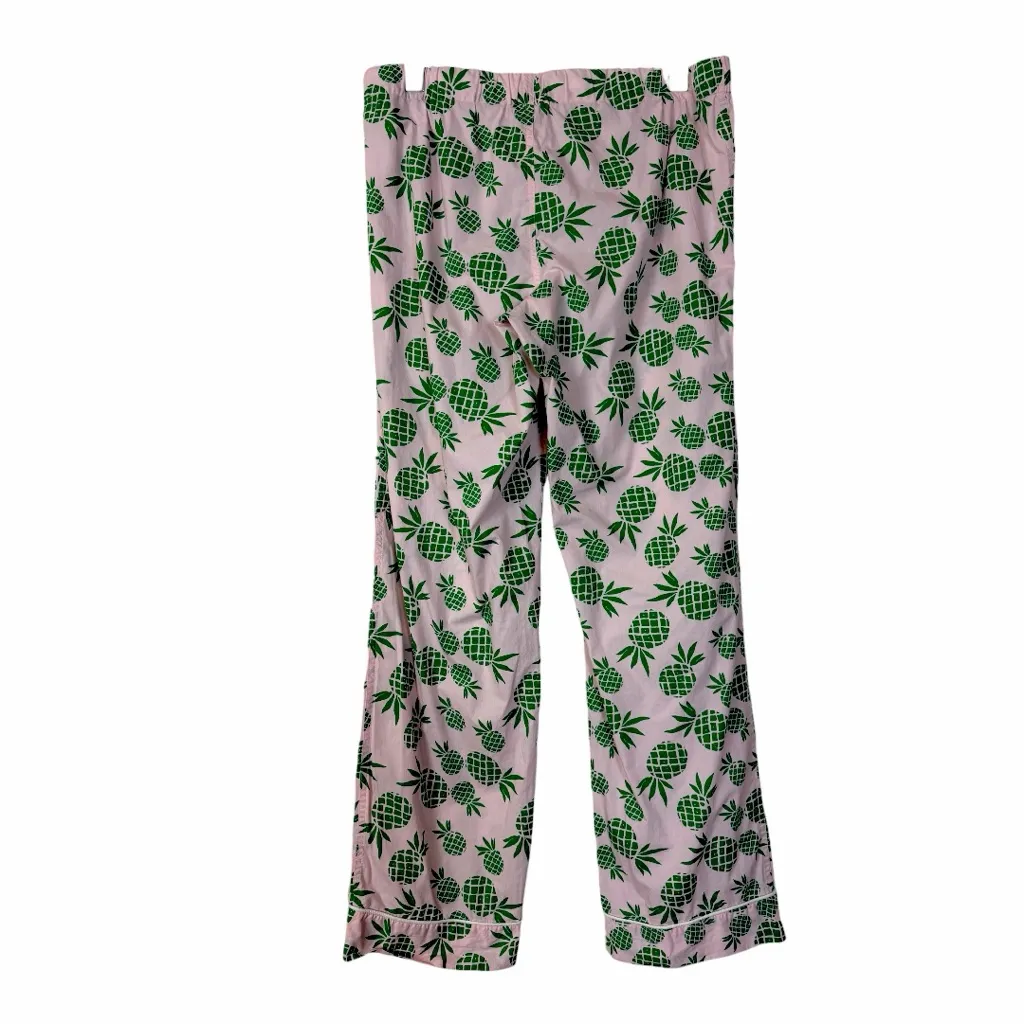J.Crew Pineapple Print Pajama Pants Pink Green Cotton Preppy Women’s Size Medium - Image 2