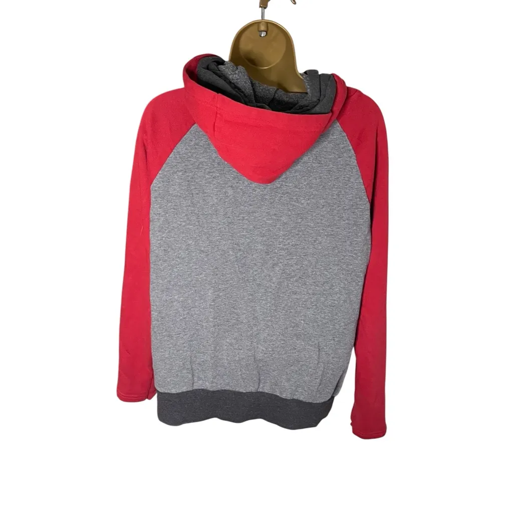 Blue 84 Hoodie Nebraska Huskers Asymmetrical Raglan Embroidered Gray/Red M - Image 2