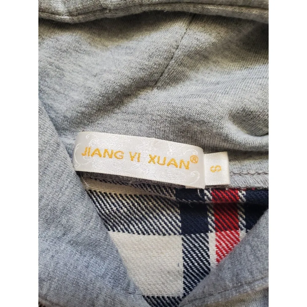 Jiang Vi Xuan Hoodie Women Small Plaid Shirt Pocket Button Long Sleeve Flannel Size undefined - Image 3