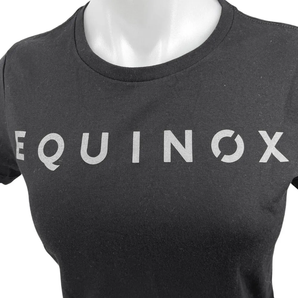 Equinox Women's Black Short Sleeve Crew Neck Knit Slim Fit Tee T - Image 3