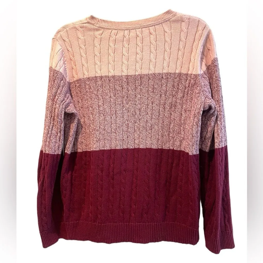 Kim Rogers Cable Knit Crew Neck Sweater Long Sleeve Pink Petite Small - Image 5