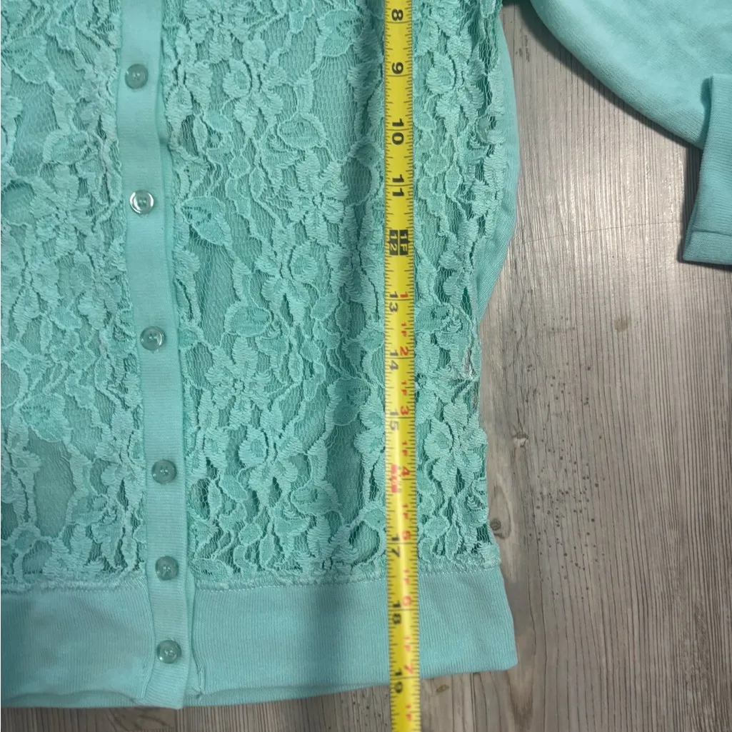 Poof Excellence Mint Green Lace Cardigan NWT Size M - Image 3
