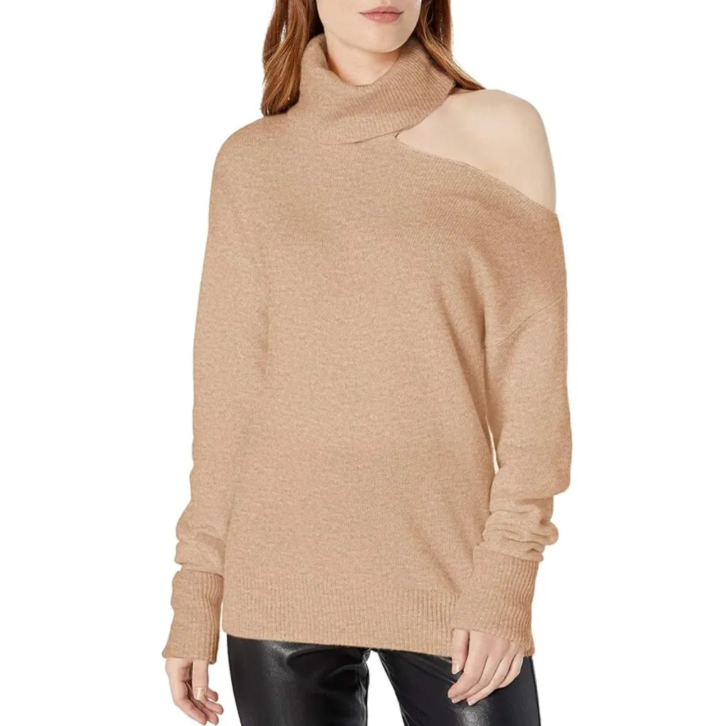 NEW Paige Raundi Cutout Turtleneck Sweater Wool Blend Camel Tan Women's S - Image 11