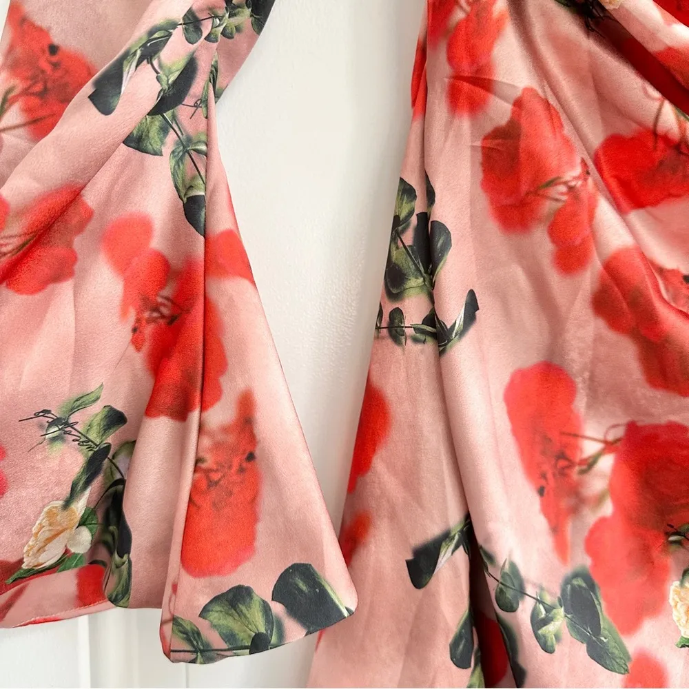 House Of CB Toira Satin Corset Dress with Bell Sleeves - Image 8