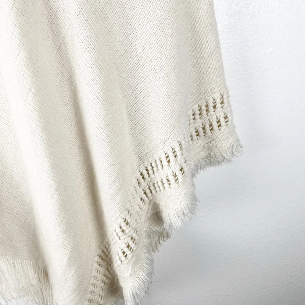 PINKLICIOUS Cream Faux Fur Hoodie Fringe Hem Poncho, OS Size undefined - Image 10