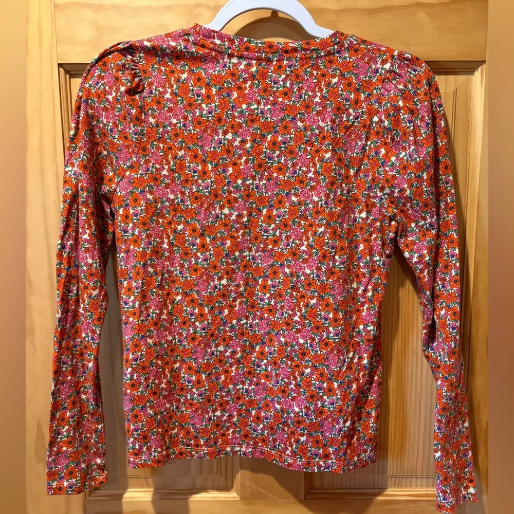 J Crew High-neck puff-sleeve top in floral print X-S - Image 2