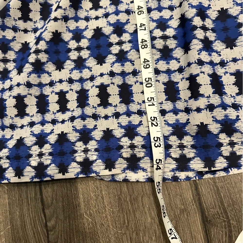 J CREW Navy Blue MAXI DRESS Boho Print Beach Flowy Side Slit Halter Style Sz 00 - Image 8