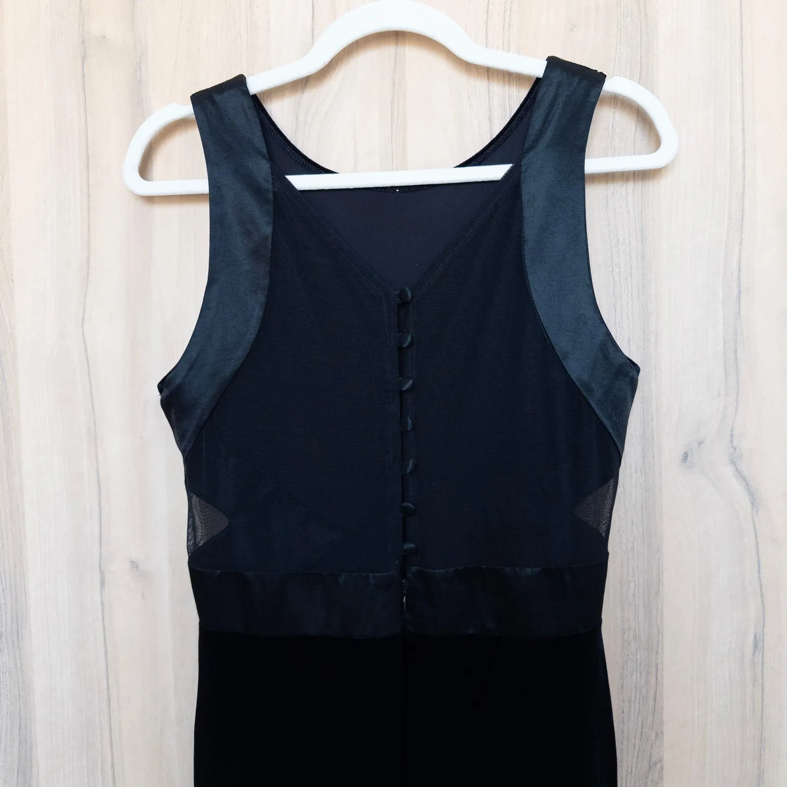 VTG Rhapsody Velvet Maxi Dress Size 10 Black Mesh Whimsigoth Y2K 90s Old Money - Image 7