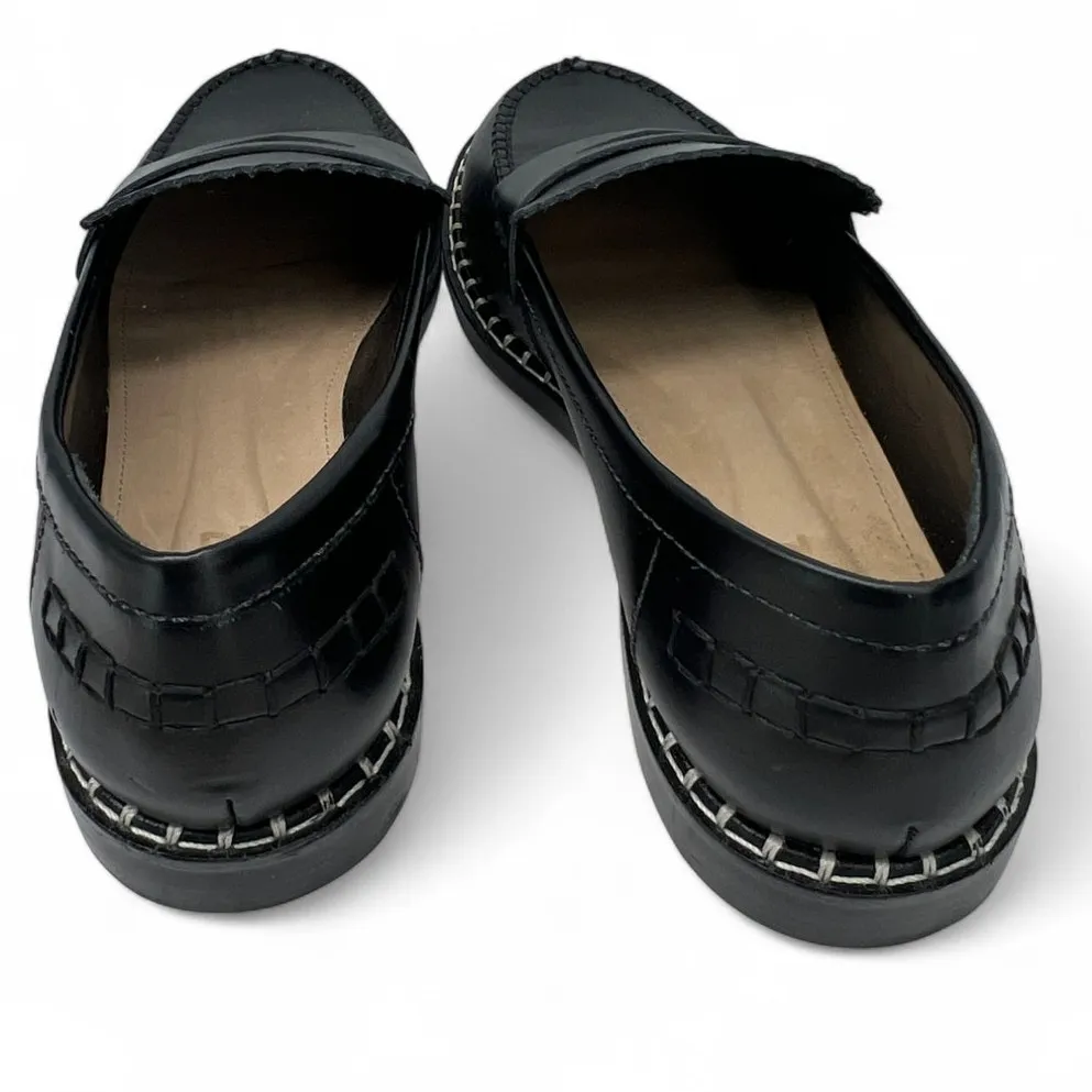 New SCHUTZ 8.5 Loafer Penny Flat Slip On Studded Leather Womens Black Leather - Image 7