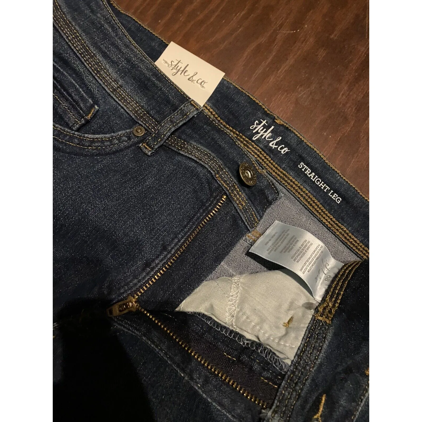 Style & Company Demin Jeans 6 Short Straight Leg High Rise Tummy Control NWT Blue - Image 10