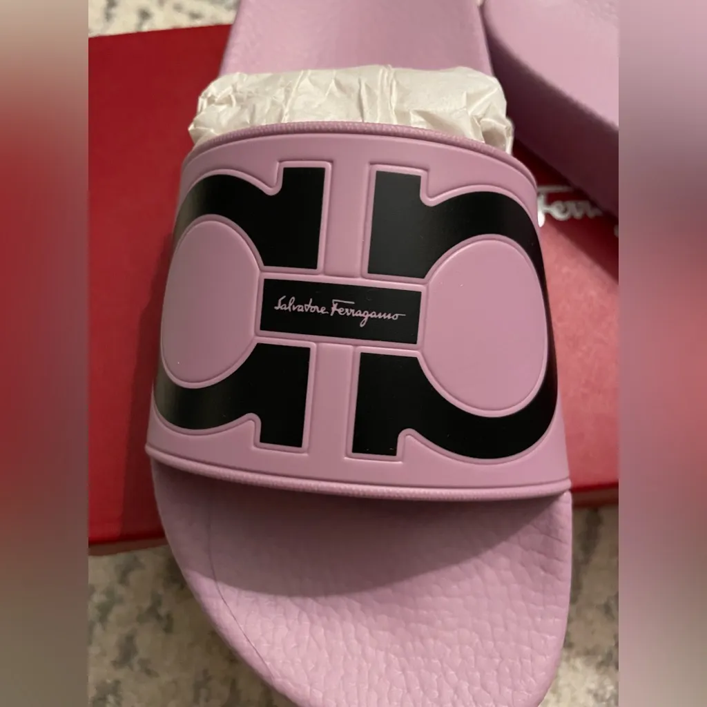 Salvatore Ferragamo Women’s “Groovy” Gancini Slide Sandals - NIB - Image 6