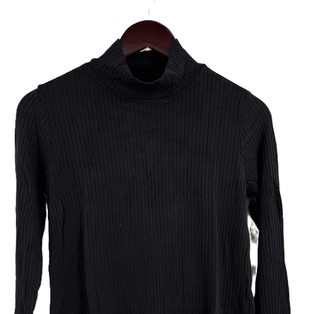 Michael Lauren Sweater Dress Black Ribbed Mock Neck Long Sleeve Tunic Small - Image 2
