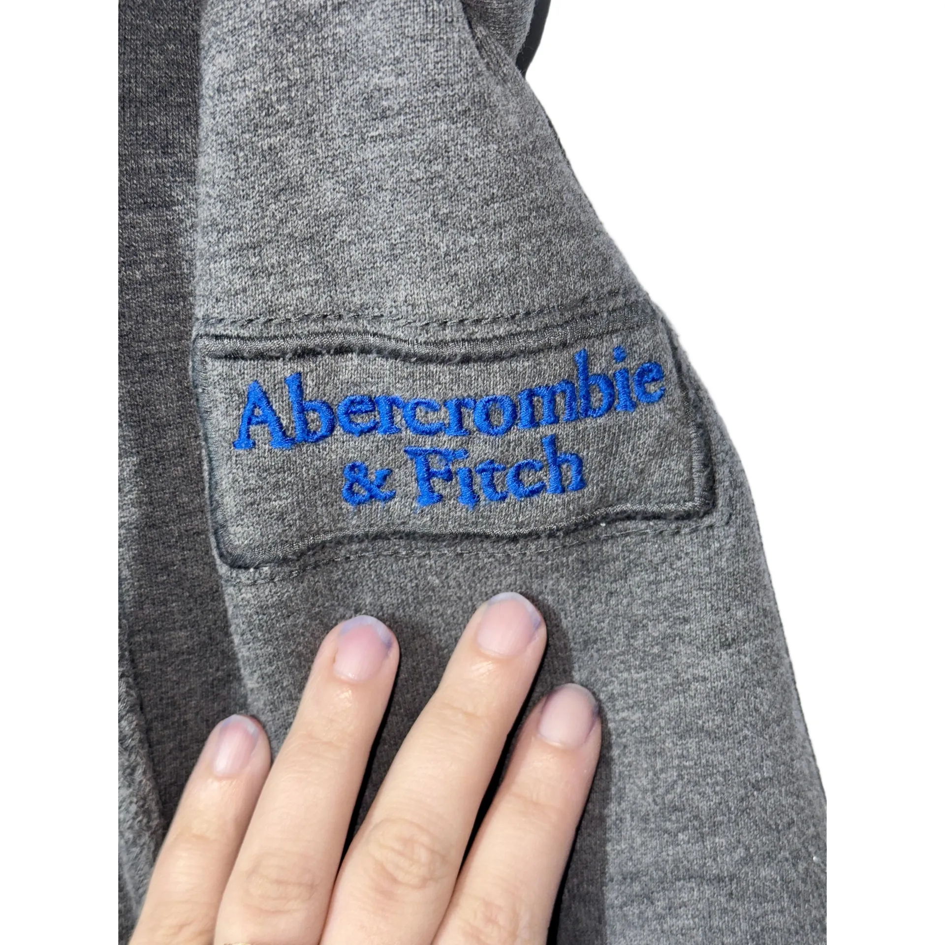 NEW Abercrombie & Fitch Gray Blue Quilted Long Sleeve Puffer Jacket Coat Size XL - Image 4