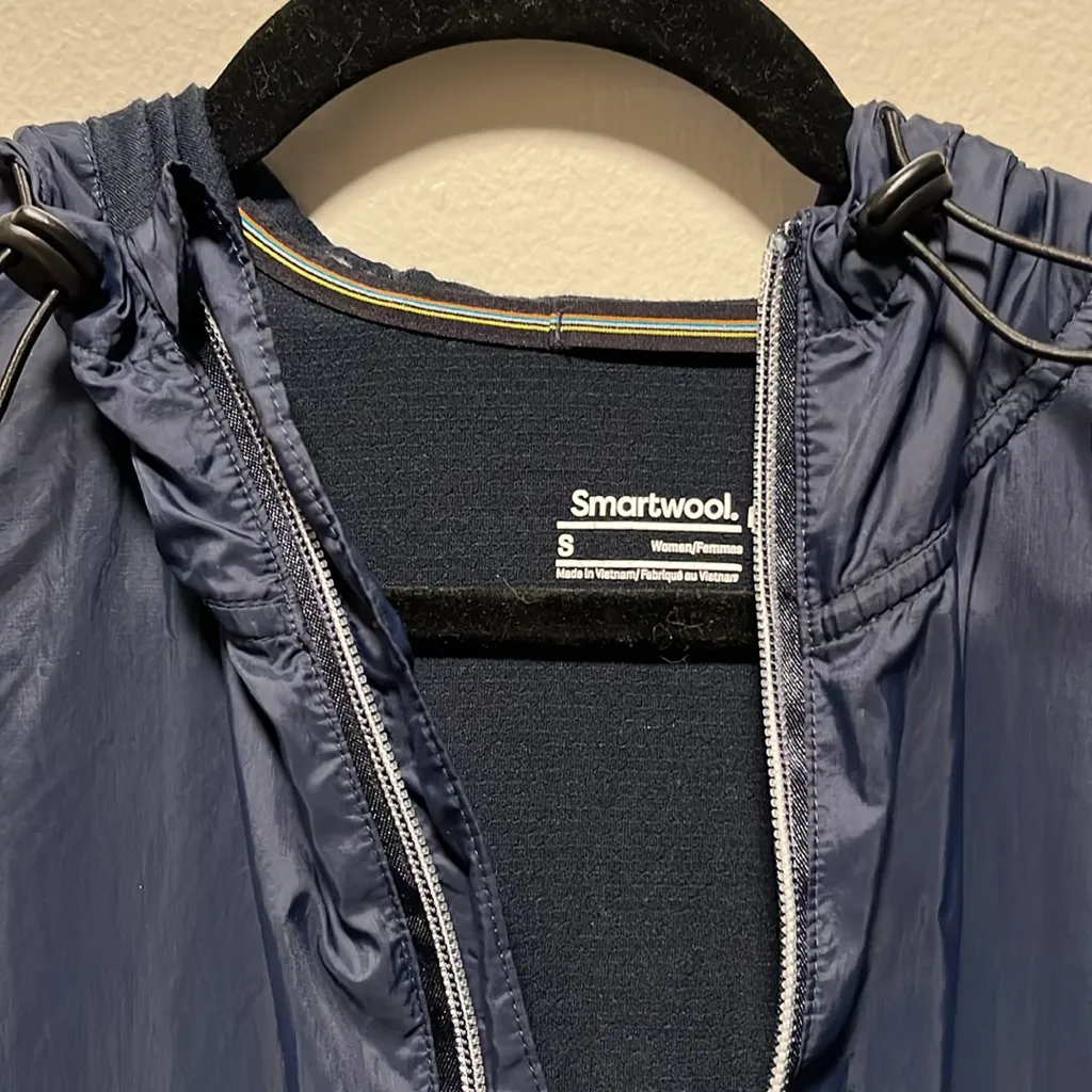 SMARTWOOL Navy Blue Merino Sport Ultra Light Anorak Pullover Jacket, Size S - Image 6