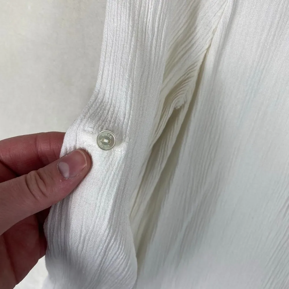 Vince Yoke Front Black Trapunto Tunic Top in White- Medium - Image 4