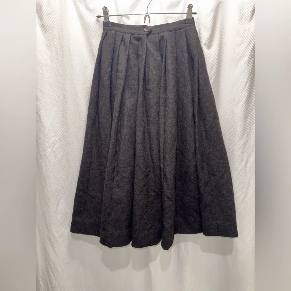 Vintage Copeland Skirts Of California 100% Wool Brown Pleated 1900s Skirt Black - Image 9