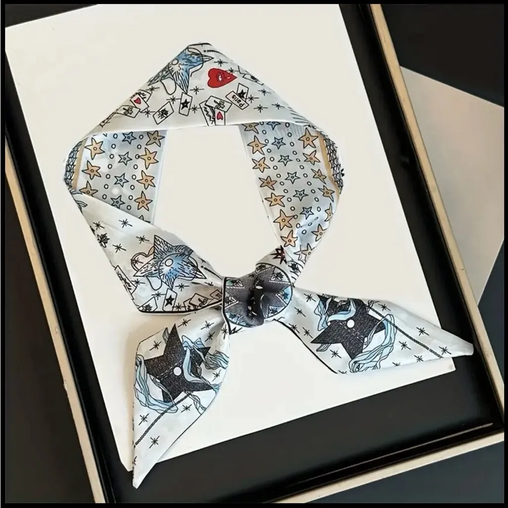 Set of 6 Tarot Card Twilly Scarves Silk Ribbon Scarves / Bag Twillys Green - Image 6