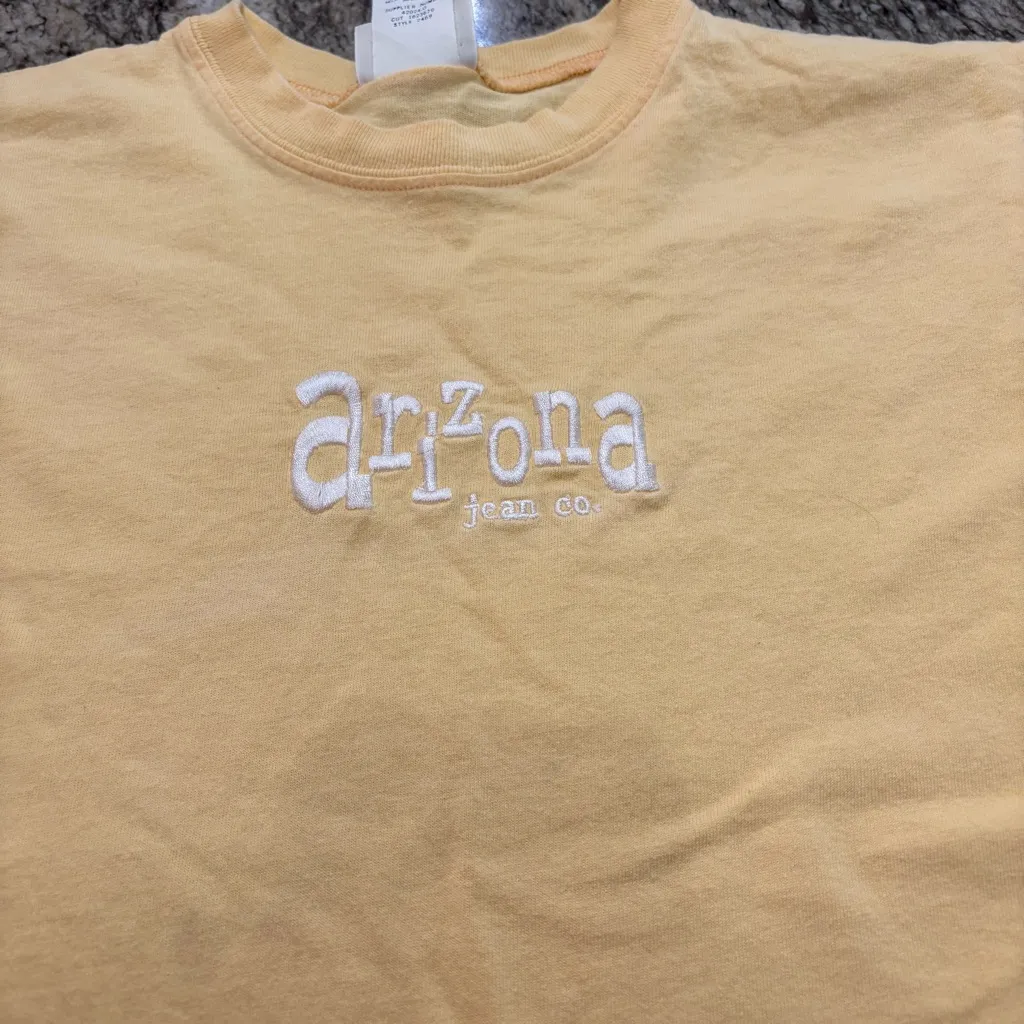 Y2K Arizona Jeans Co. Boxy Baby Tee Butter Yellow - Image 2