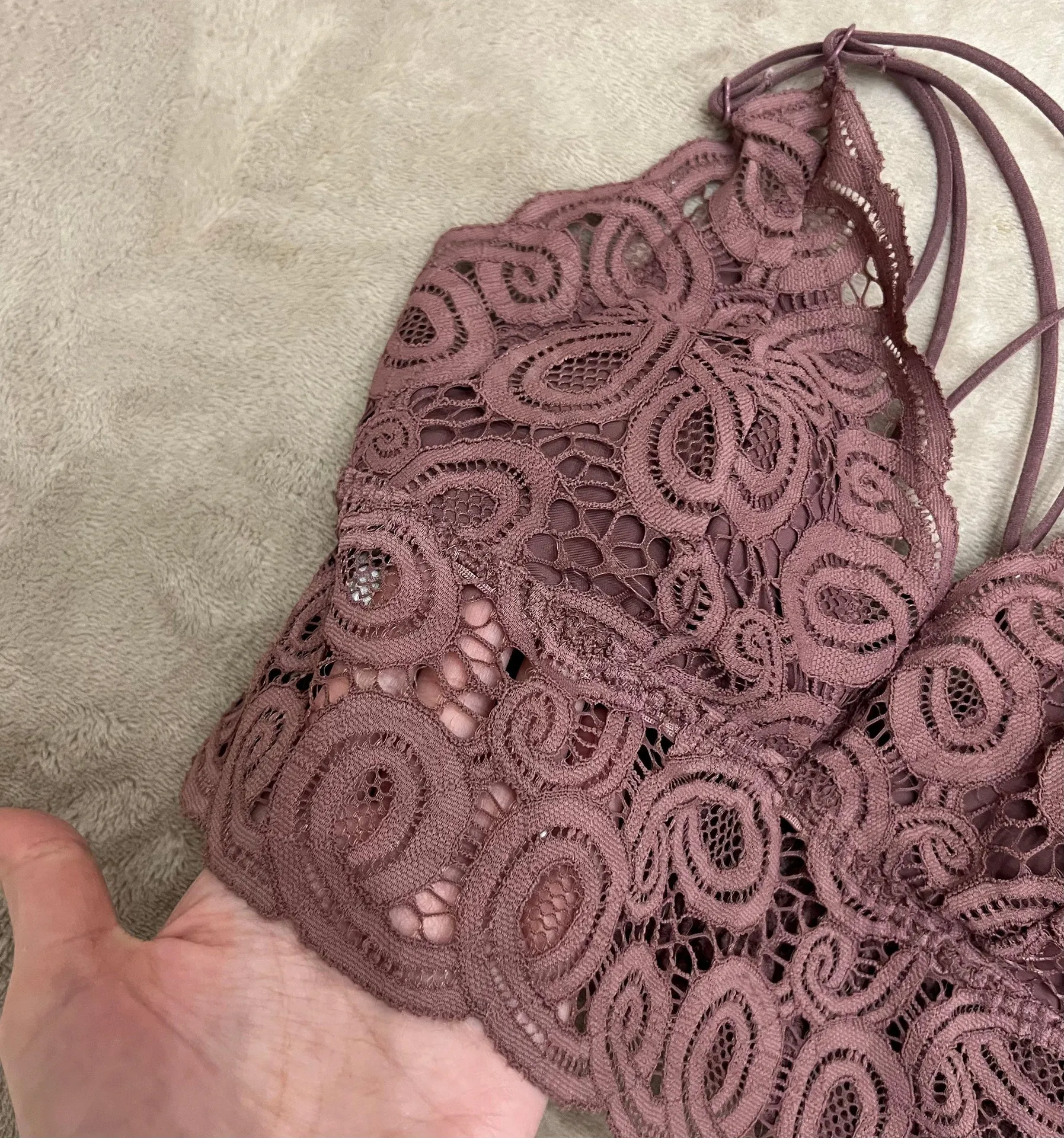 Maroon Lace Padded Bralette - Image 2