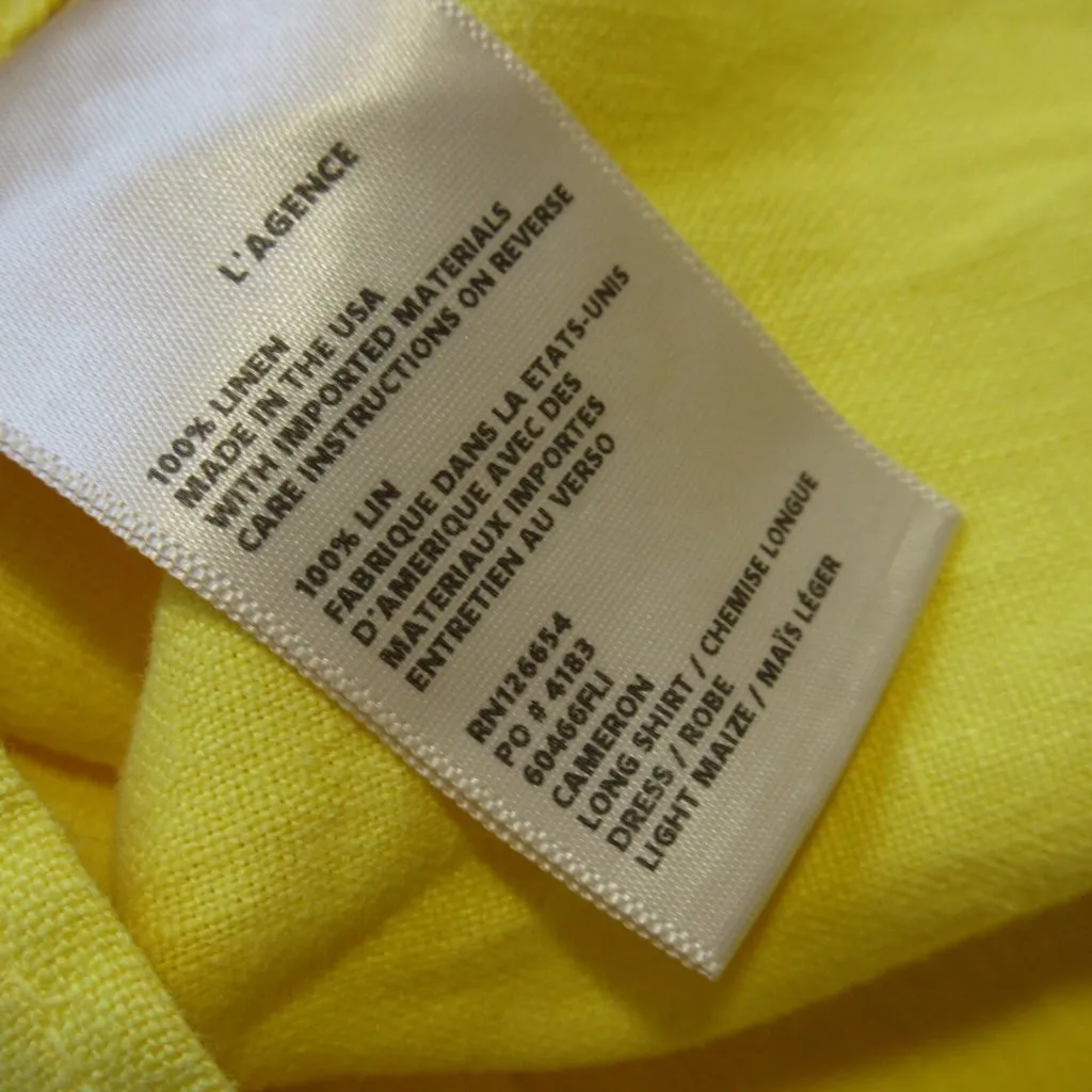 NWT L'Agence Cameron in Light Maize Yellow Linen Belted Maxi Shirt Dress XS - Image 4