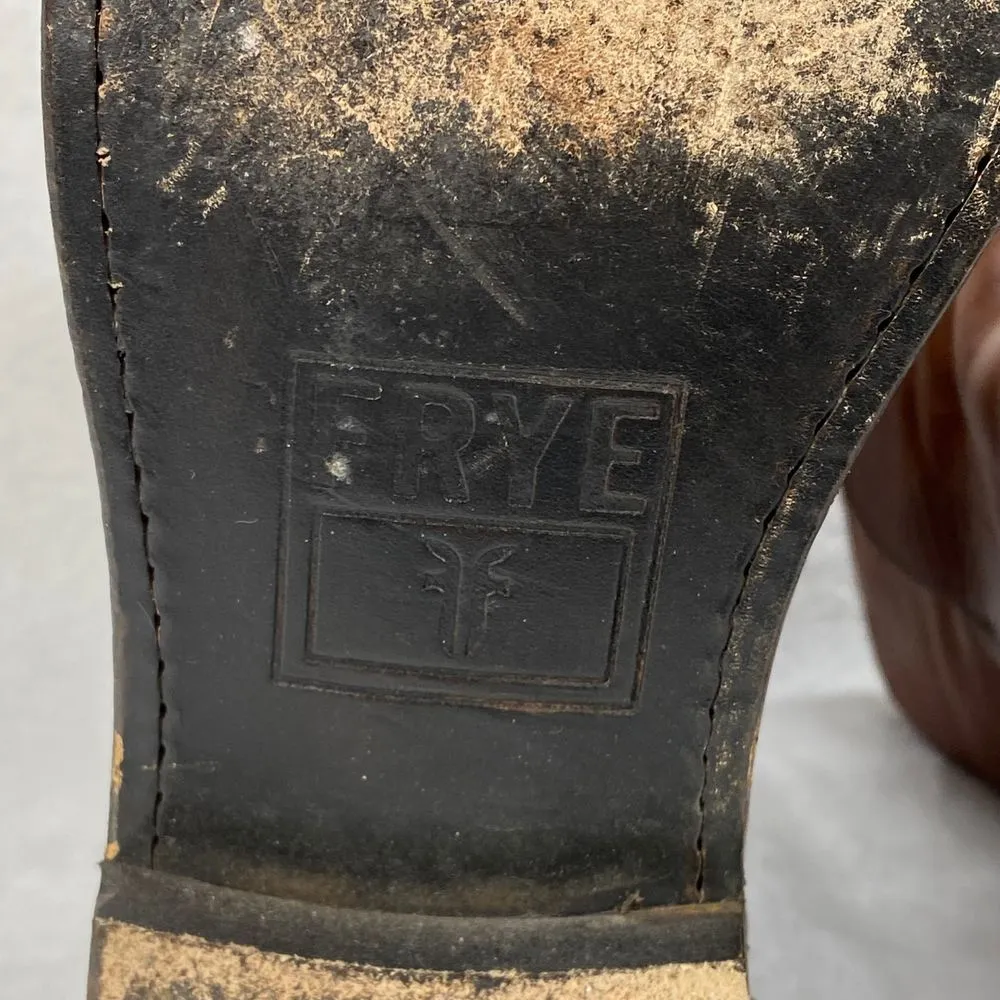 Frye Paige Short Riding Leather Ankle Boots Western Cowboy‎ Pull On Cognac 6.5 - Image 13