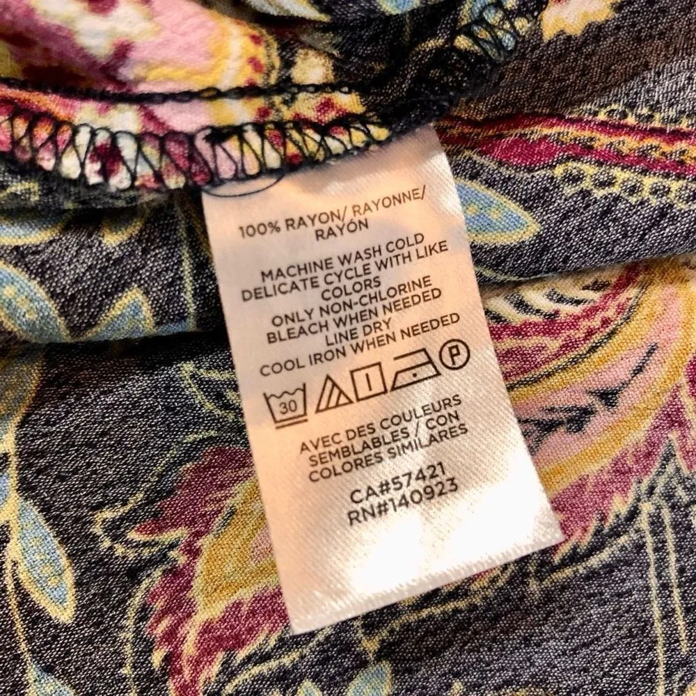 Loft Long Sleeved Floral Tropical Blouse Scoop neck Smock Sleeve Medium - Image 9