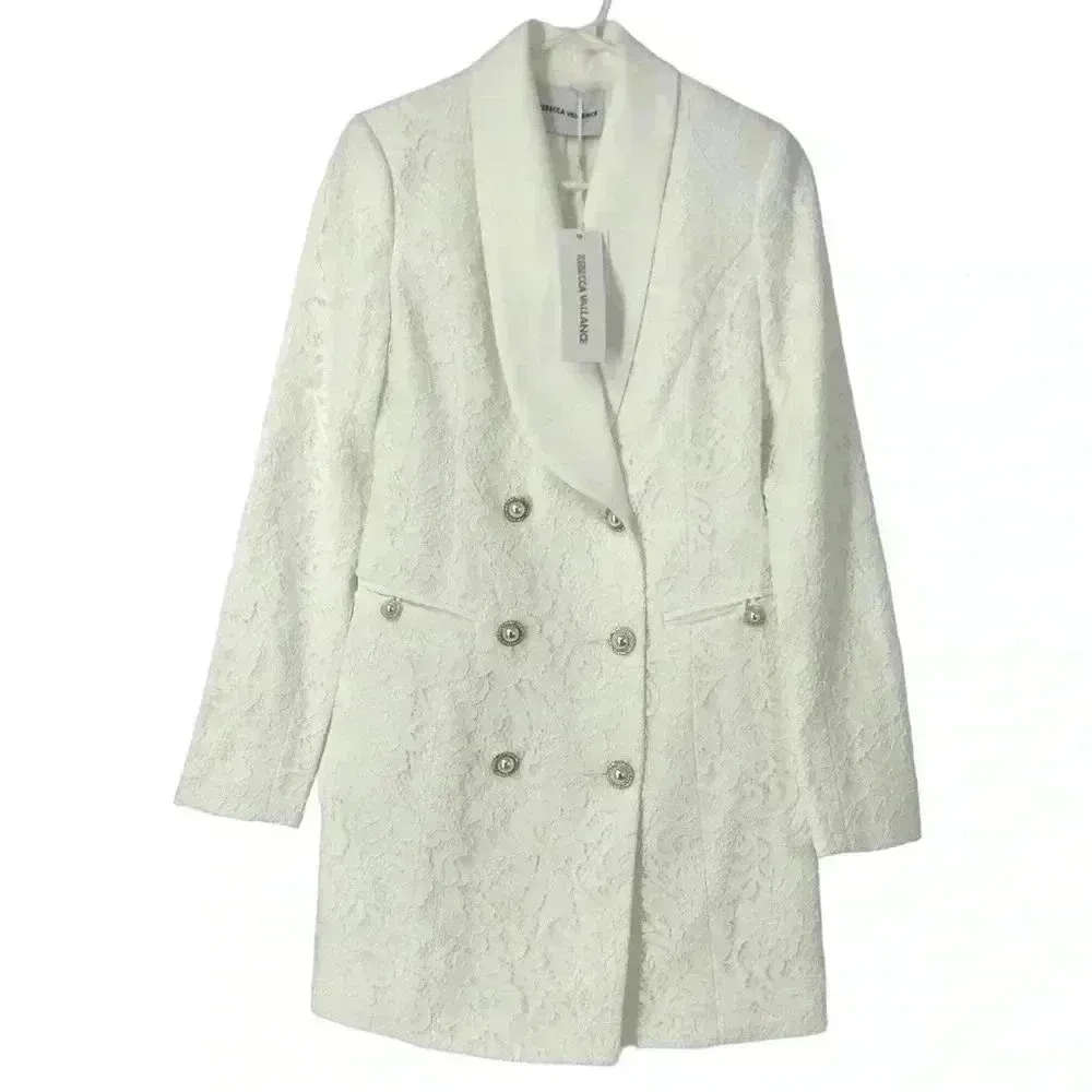 Rebecca Vallance Harriet Lace Blazer Mini Dress Ivory NWT Women’s 4 Bridal White - Image 6