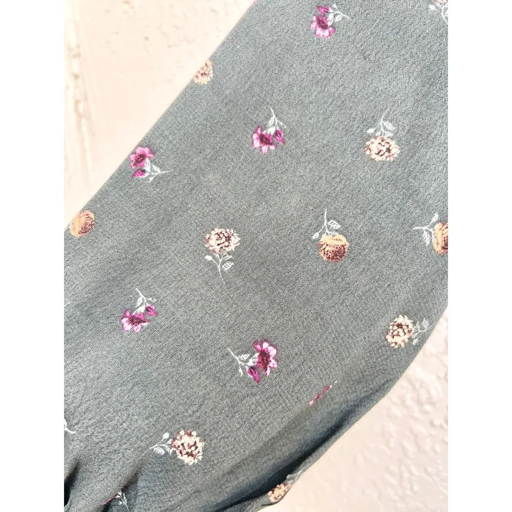 NWT Skaylar Madison Puff Sleeve Floral Wrap Mini Dress Green Women's Size Small - Image 3