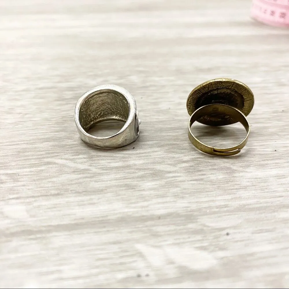 Two Ring Bundle Floral and Round Silver - Image 2