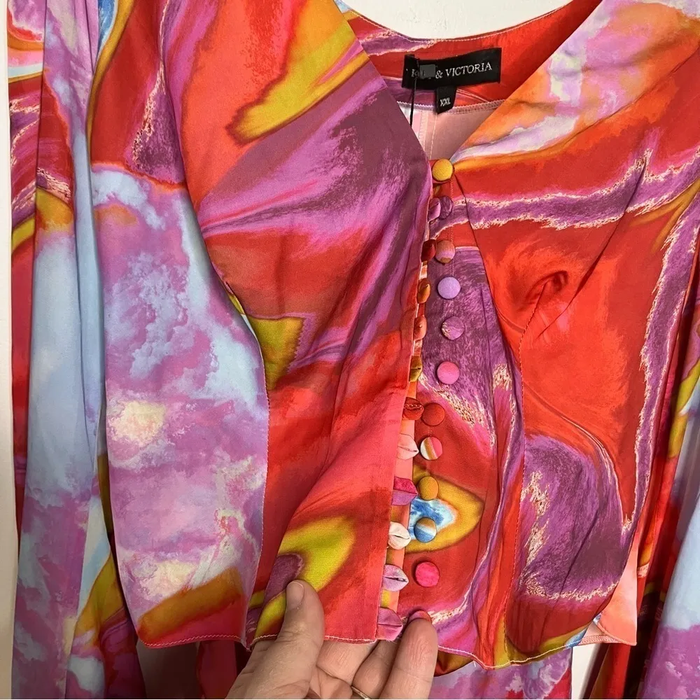 Koy & Victoria‎ 3 piece set bright multicolored swirling pattern size XXL Red - Image 3