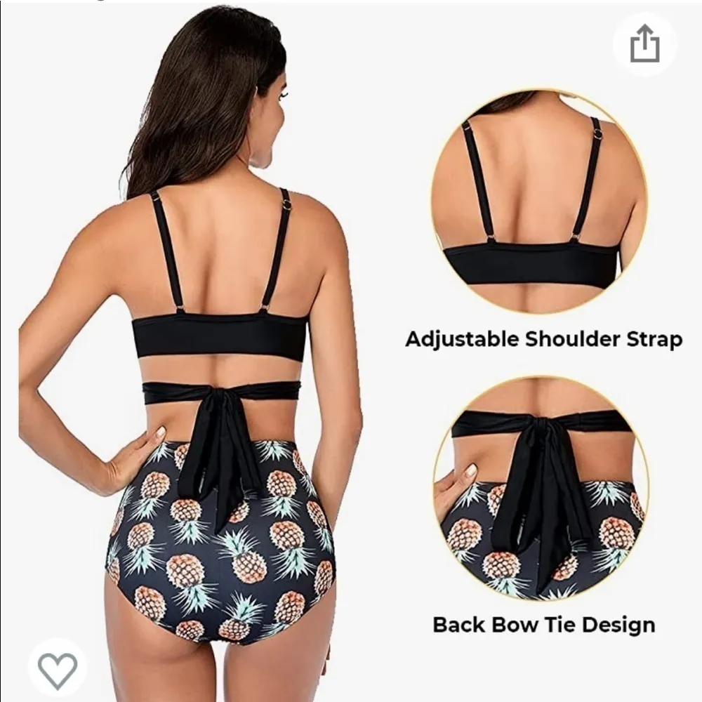 Summer Mae High Waisted Tummy Control Pineapple Bikini New with tags! Orange Size L - Image 3