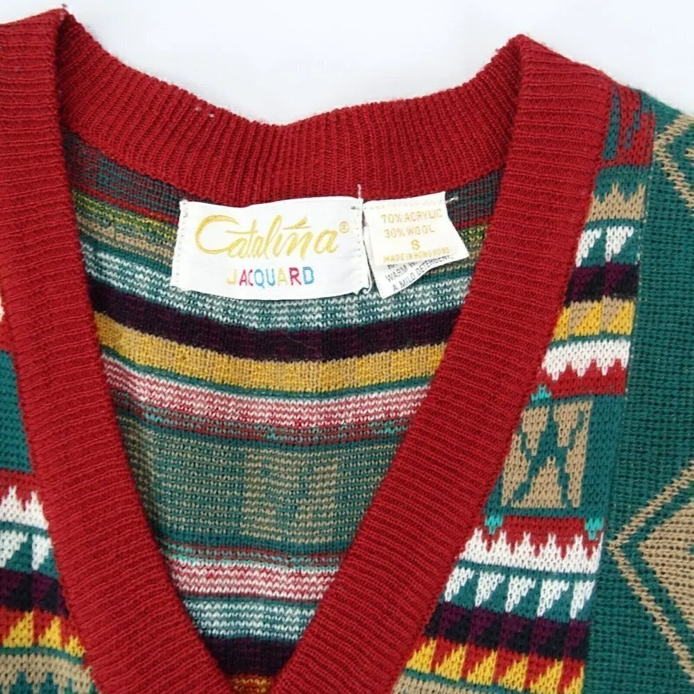 Vintage Catalina Jacquard Southwestern Aztec Pullover Tunic Size S Wool‎ Blend - Image 2