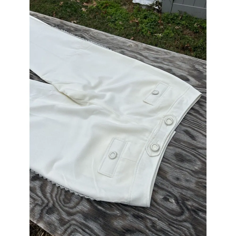 Larry Levine Stretch WOMEN'S Dress White‎ Pants Size 12 Lace Summer Spring Cute - Image 6