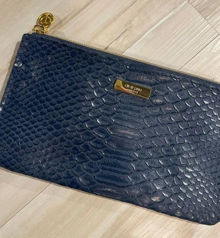 Cle de peau beaute navy snakeskin makeup bag Blue - Image 4