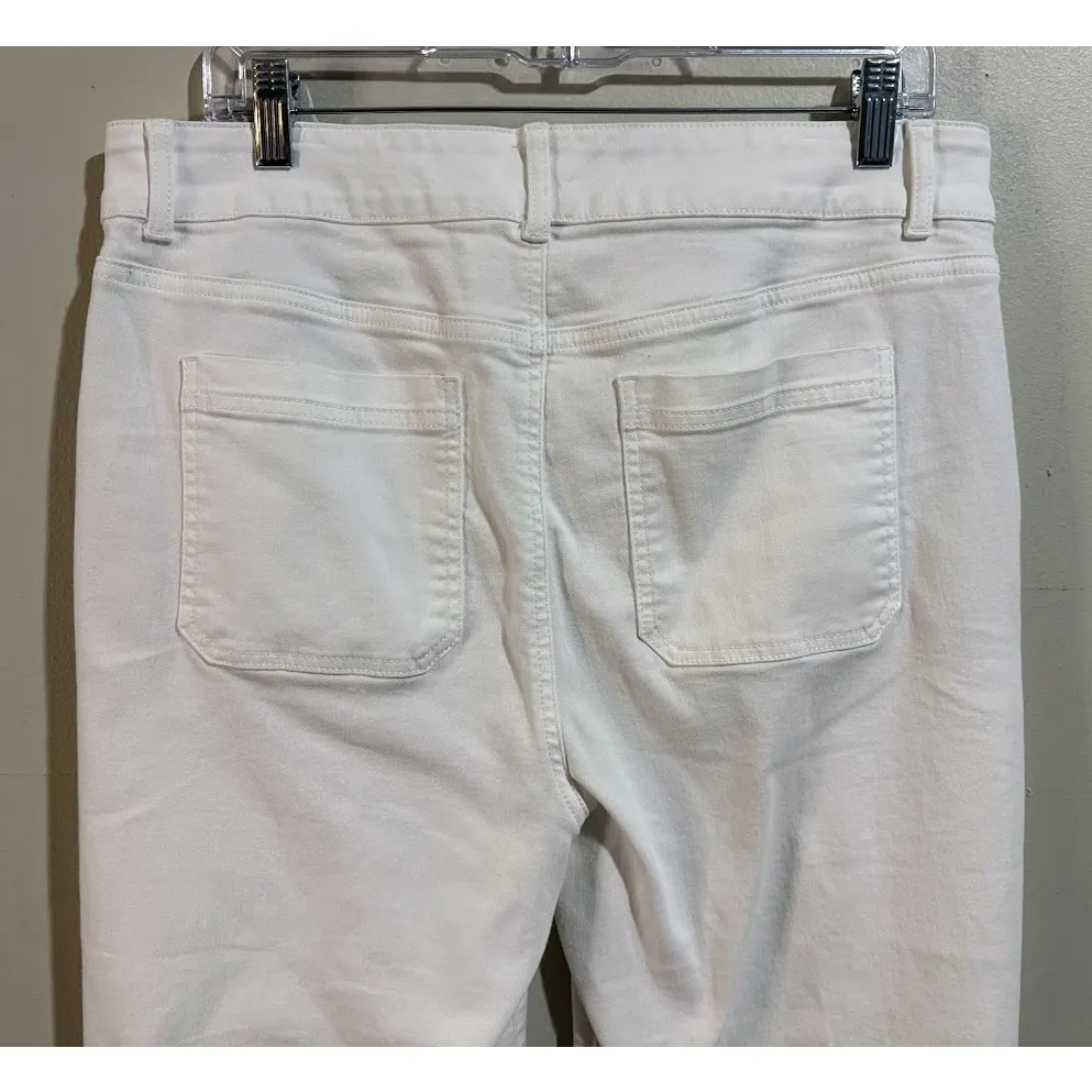 Talbots Flawless High Waist Wide Crop White Jeans Size 12 - Image 6