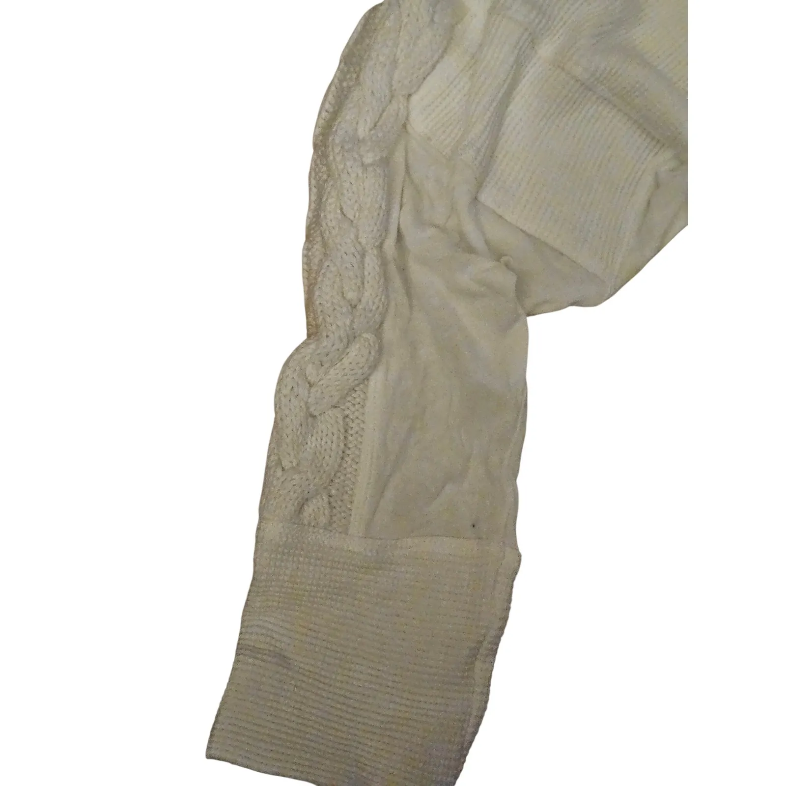 Free People Josie Waffle Knit Sweater Ivory Cable‎ Braided Braid - $128 MSRP SZM - Image 4