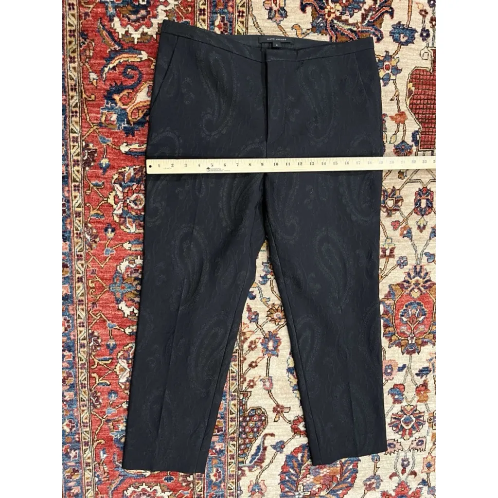 Womens Marc Jacobs Straight Leg Paisley Jacquard Crepe Workwear Pant Size 8 - Image 3