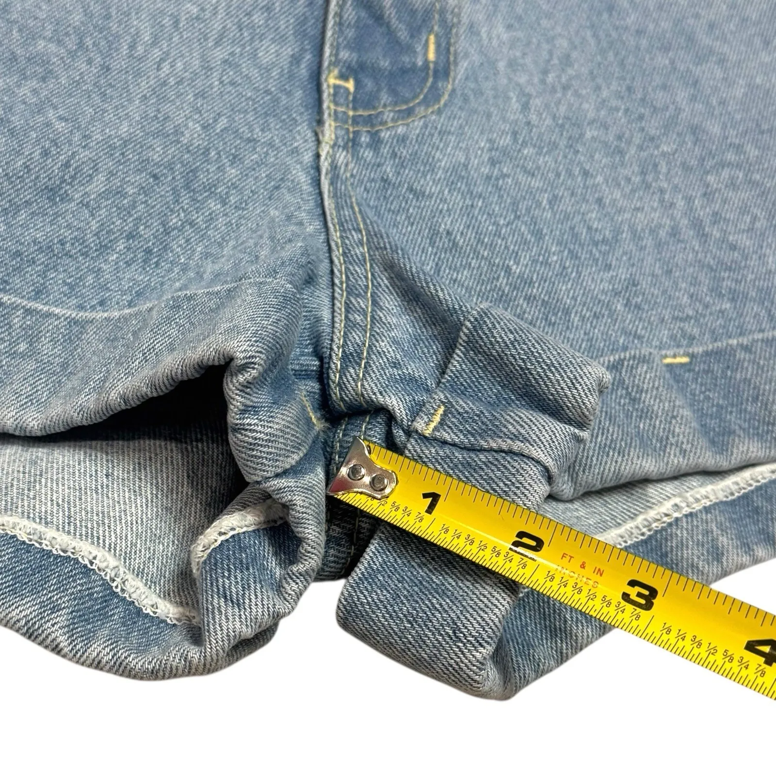 NEW American Apparel High Waist Cuffed Denim Shorts Blue Stone Wash USA 24 - Image 12