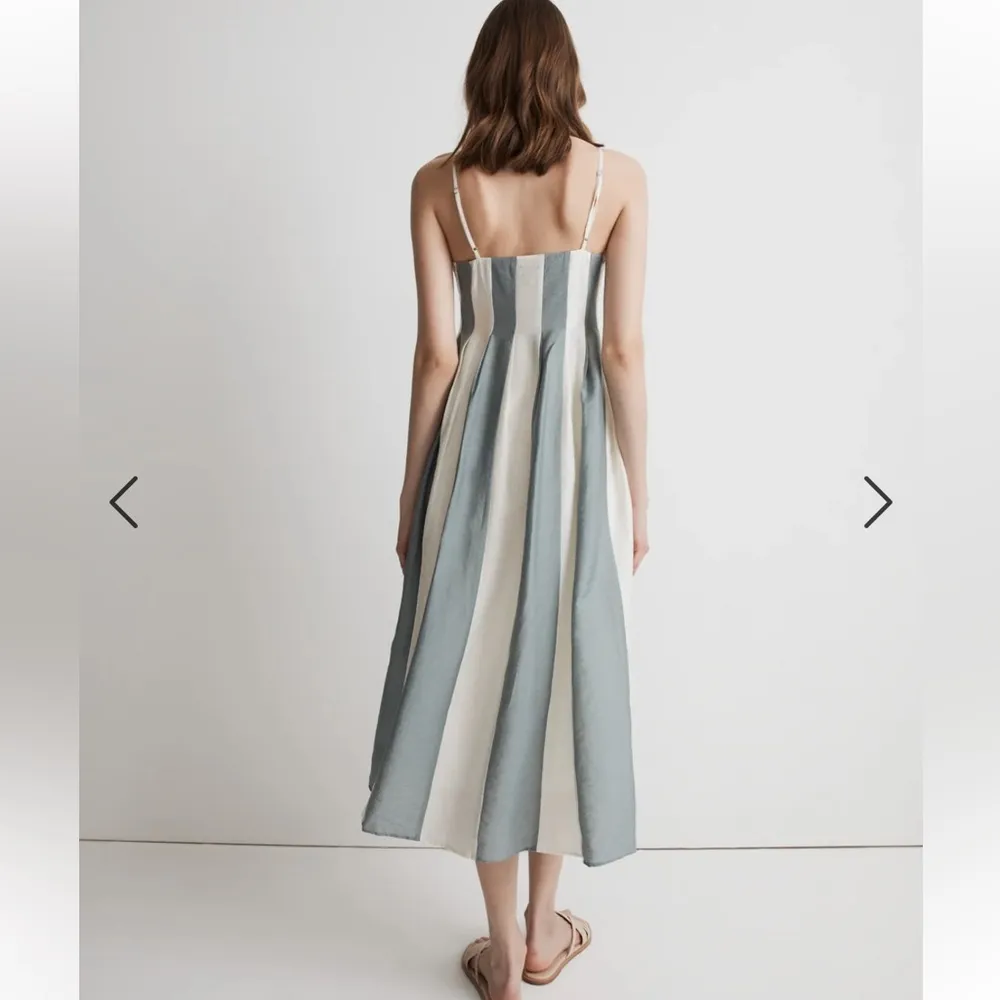 Womens New Madewell Petite Pleated Midi Dress in Stripe - Image 3