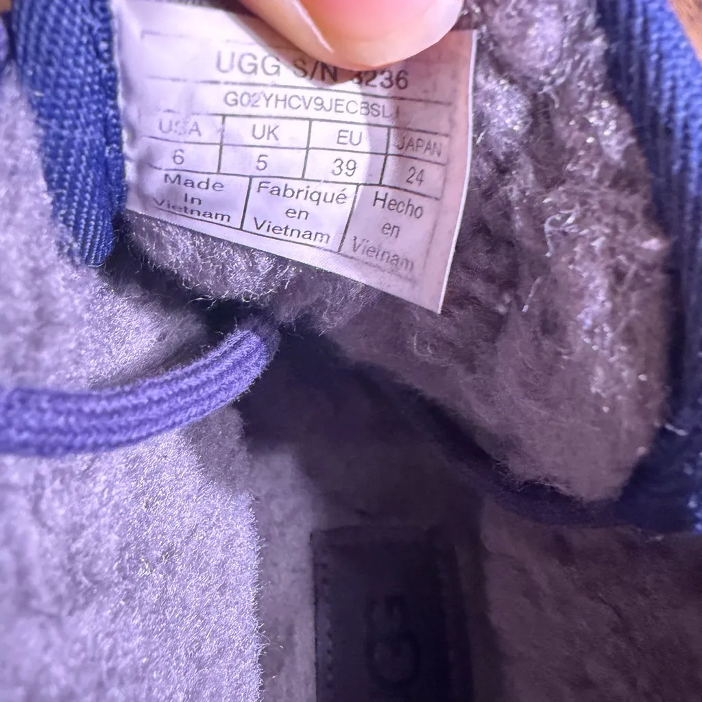 UGG Navy and Charcoal Plush Boots - Image 7